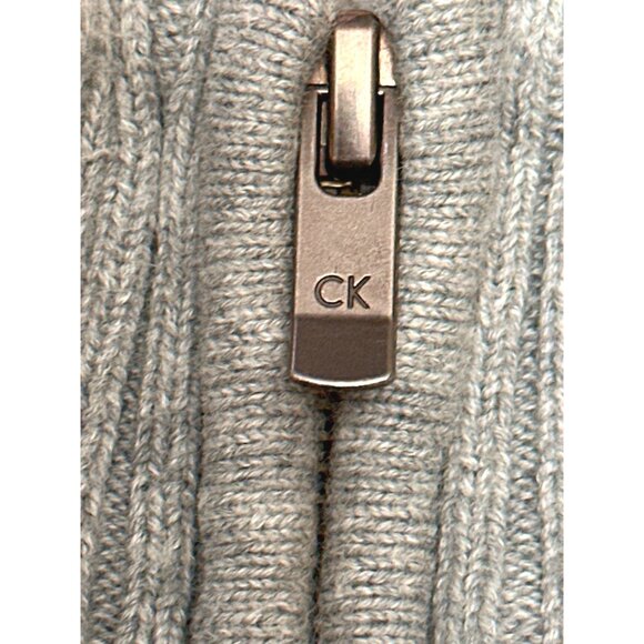 Calvin Klein Mens XL Gray Ribbed All Cotton Half Zip Sweater - Picture 2 of 8